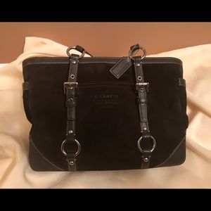 COACH chocolate brown suede handbag